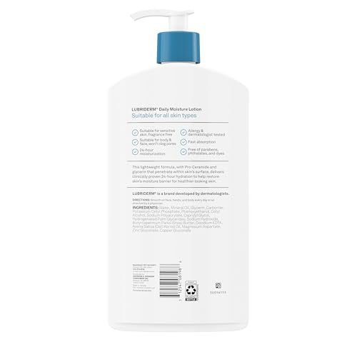 Lubriderm Daily Moisture Lotion + Pro-Ceramide with Shea Butter & Glycerin, Hydrating Face, Hand & Body Lotion for Dry Skin, Lightly Scented & Non-Greasy, 32 fl. oz - görsel 14