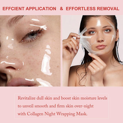Ayzololo Collagen Night Wrapping Mask – Overnight Hydration & Elasticity with Peel-Off Finish, 2.53 fl oz (Brush Included)
