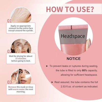 Ayzololo Collagen Night Wrapping Mask – Overnight Hydration & Elasticity with Peel-Off Finish, 2.53 fl oz (Brush Included)