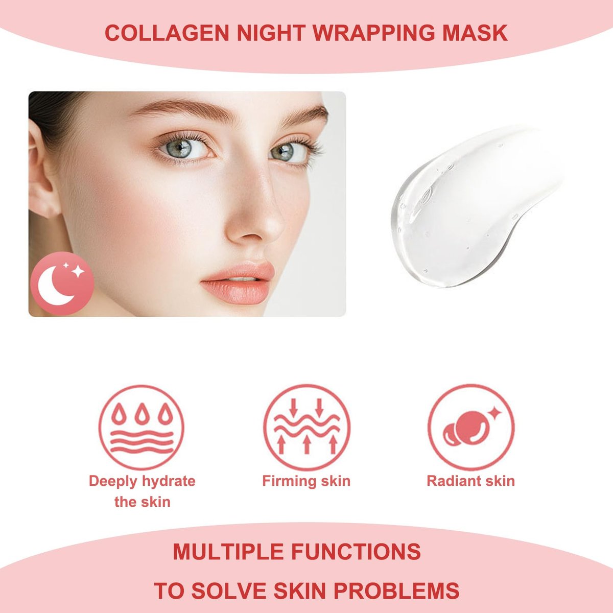 Ayzololo Collagen Night Wrapping Mask – Overnight Hydration & Elasticity with Peel-Off Finish, 2.53 fl oz (Brush Included) - görsel 3
