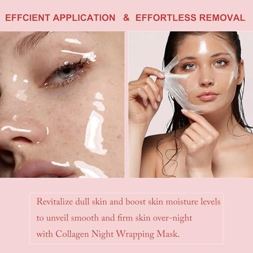 Ayzololo Collagen Night Wrapping Mask – Overnight Hydration & Elasticity with Peel-Off Finish, 2.53 fl oz (Brush Included) - görsel 8