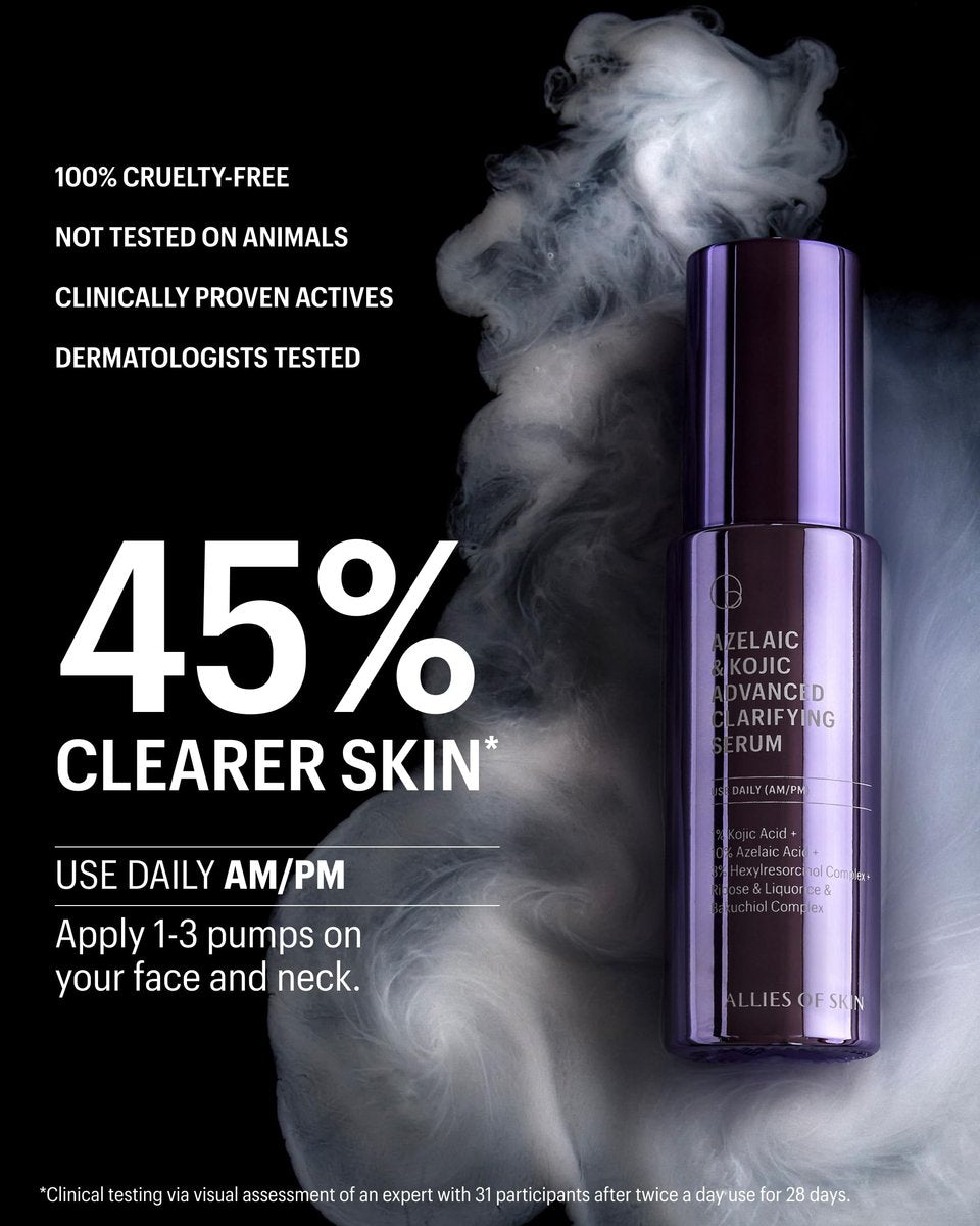 Allies of Skin Azelaic & Kojic Clarifying Face Serum – 10% Azelaic Acid for Acne, Pigmentation & Redness, 1 Fl Oz Avelisse