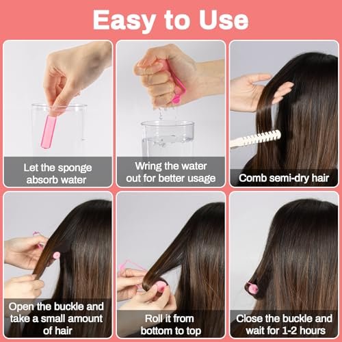 MAQIHAN 56PCS Foam Hair Rollers - 0.59 Inch Small Sponge Rollers for Heatless Curls, Soft Sleeping Rollers for Short & Long Hair, Tight Curl Overnight Hair Curlers (Pink) - görsel 6