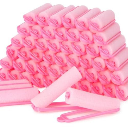 MAQIHAN 56PCS Foam Hair Rollers - 0.59 Inch Small Sponge Rollers for Heatless Curls, Soft Sleeping Rollers for Short & Long Hair, Tight Curl Overnight Hair Curlers (Pink)