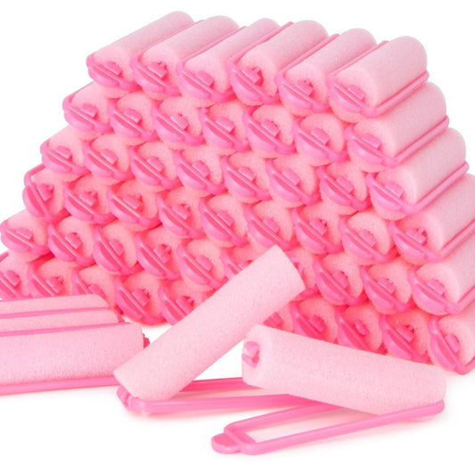 MAQIHAN 56PCS Foam Hair Rollers - 0.59 Inch Small Sponge Rollers for Heatless Curls, Soft Sleeping Rollers for Short & Long Hair, Tight Curl Overnight Hair Curlers (Pink)
