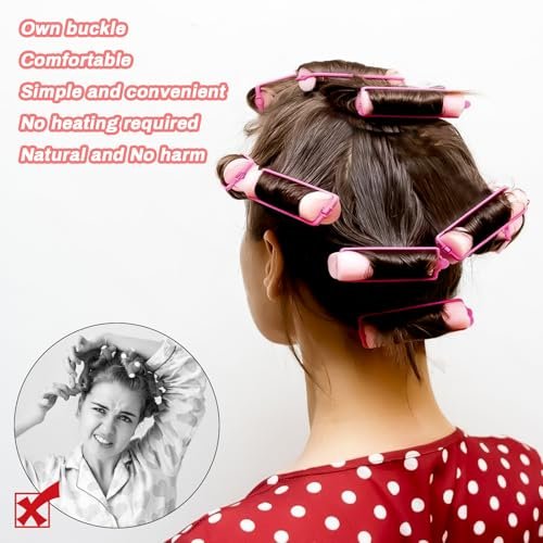 MAQIHAN 56PCS Foam Hair Rollers - 0.59 Inch Small Sponge Rollers for Heatless Curls, Soft Sleeping Rollers for Short & Long Hair, Tight Curl Overnight Hair Curlers (Pink) - görsel 8