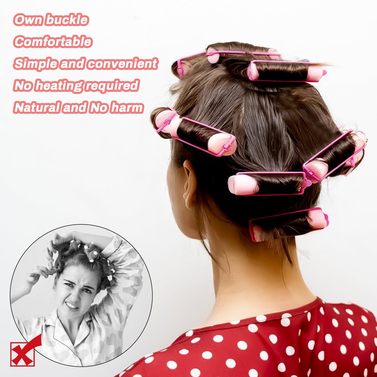 MAQIHAN 56PCS Foam Hair Rollers - 0.59 Inch Small Sponge Rollers for Heatless Curls, Soft Sleeping Rollers for Short & Long Hair, Tight Curl Overnight Hair Curlers (Pink) - görsel 7