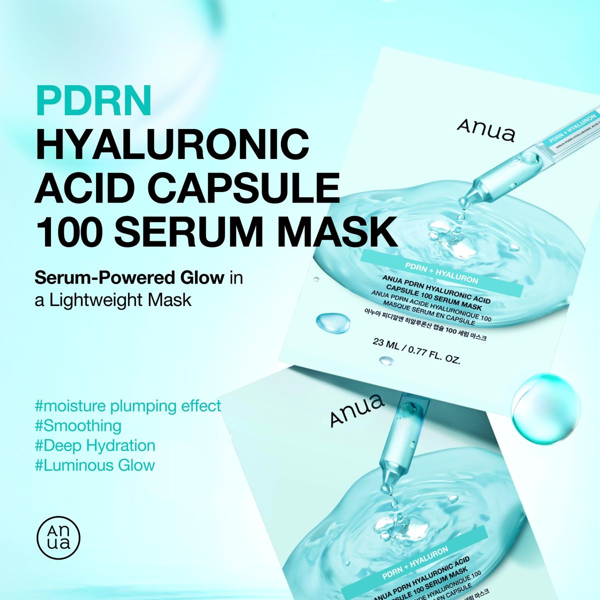 Anua PDRN Hyaluronic Acid Capsule 100 Serum Mask – Hydrating Face Mask for Glass Skin, Dewy Glow & Firm Looking Skin | Salmon DNA PDRN & Collagen | Korean Skin Care (10 Pack) Avelisse