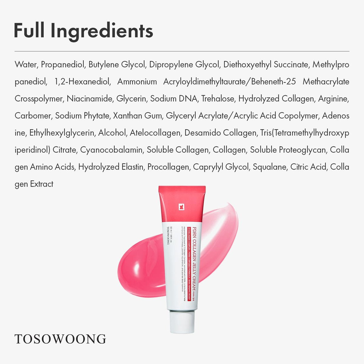TOSOWOONG PDRN Collagen Jelly Cream – 5,000ppm Salmon DNA PDRN, Niacinamide, Hydrolyzed Collagen – Hydrating & Firming Face Moisturizer for Uneven Skin Tone, No Artificial Color, Korean Skin Care, 1.69 fl.oz - görsel 11