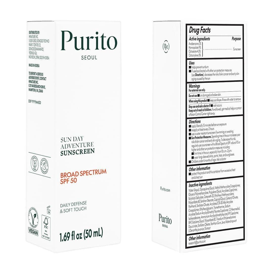 PURITO Korean Sunscreen SPF 50 – Lightest Texture, No White Cast, Oil-Free & Vegan Daily Sun Protection for All Skin Types, 50mL - görsel 13