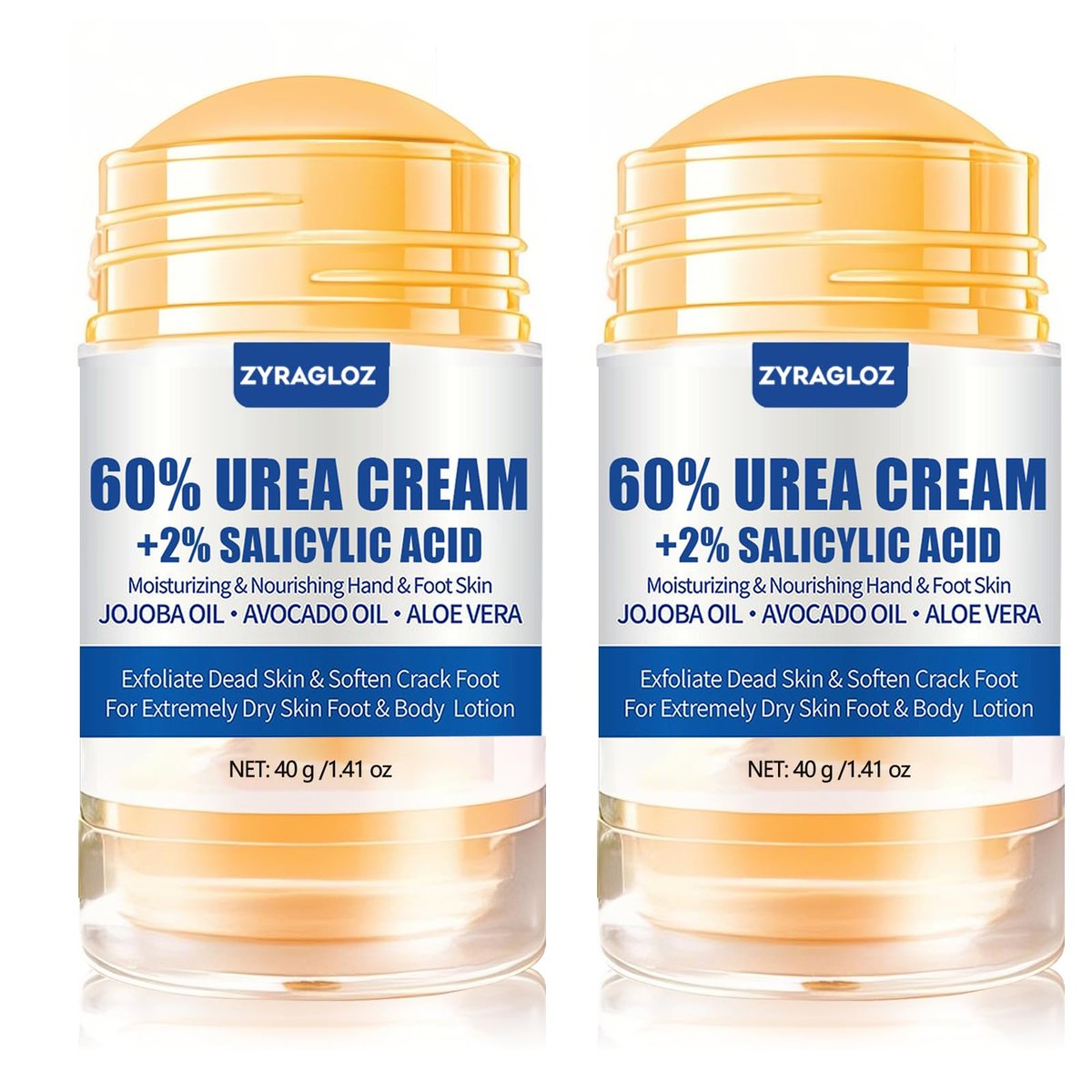 Urea Cream Stick 60% + 2% Salicylic Acid, 2-Pack Maximum Strength Foot Lotion for Cracked Heels, Dry Hands & Rough Knees, Callus Remover & Skin Softener - görsel 1