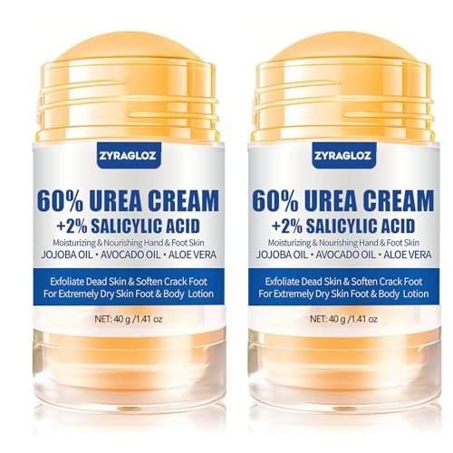 Urea Cream Stick 60% + 2% Salicylic Acid, 2-Pack Maximum Strength Foot Lotion for Cracked Heels, Dry Hands & Rough Knees, Callus Remover & Skin Softener - görsel 2