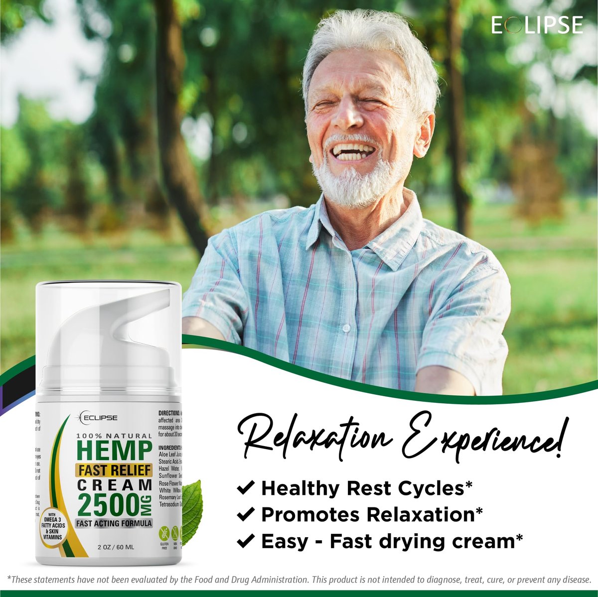 Eclipse Hemp Natural Hemp Extract Cream – Made in USA – 2 Pack Avelisse