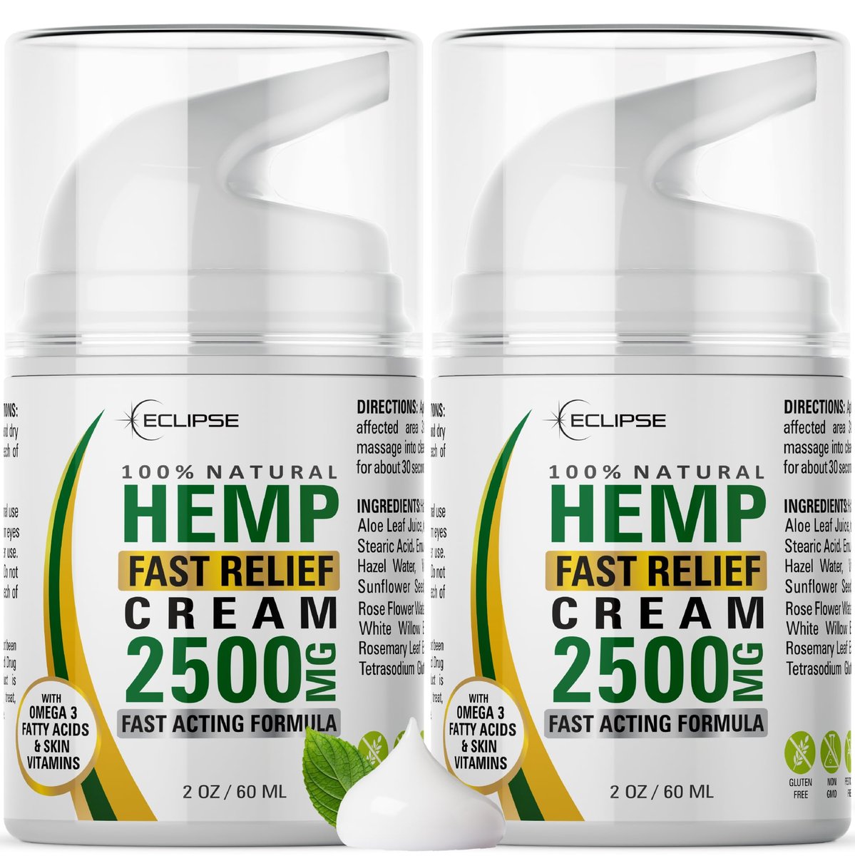 Eclipse Hemp Natural Hemp Extract Cream – Made in USA – 2 Pack Avelisse