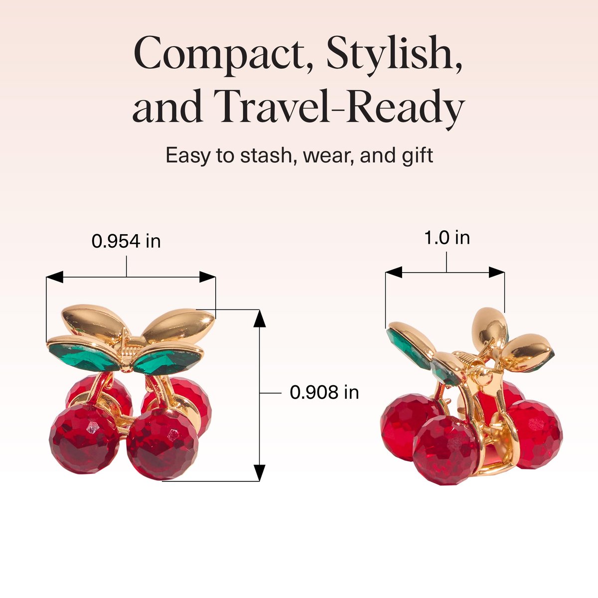 Kitsch Cherry Small Hair Clips for Women – Rhinestones Small Claw Clips | Electroplated Metal Springs and Anti-Rust Finish | Strong Hold for Updo and Cute Half Up Styles | Ideal Gifts for Women - 2pcs - görsel 9