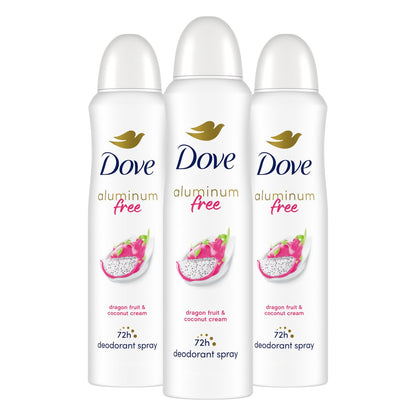 Dove Aluminum Free Deodorant Spray for Women, Dragon Fruit & Coconut Cream, 72 Hour Odor Protection, 4 oz (Pack of 3) Avelisse