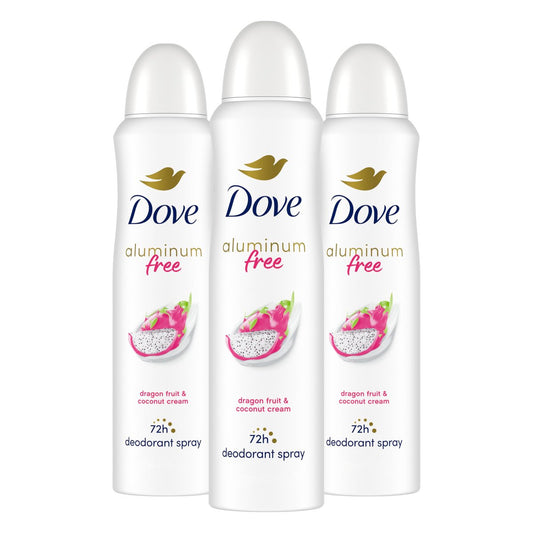 Dove Aluminum Free Deodorant Spray for Women, Dragon Fruit & Coconut Cream, 72 Hour Odor Protection, 4 oz (Pack of 3) Avelisse
