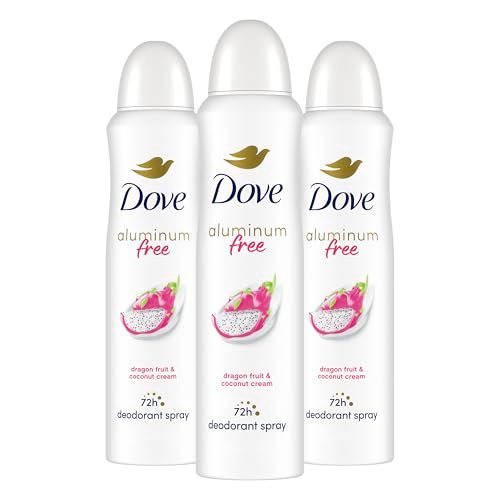 Dove Aluminum Free Deodorant Spray for Women, Dragon Fruit & Coconut Cream, 72 Hour Odor Protection, 4 oz (Pack of 3) Avelisse