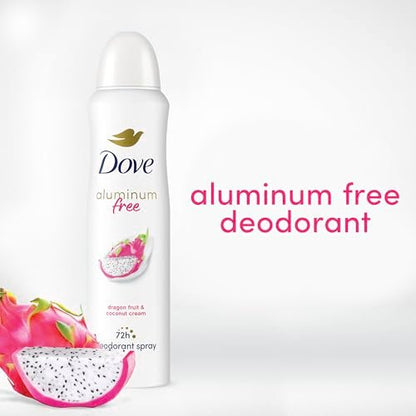Dove Aluminum Free Deodorant Spray for Women, Dragon Fruit & Coconut Cream, 72 Hour Odor Protection, 4 oz (Pack of 3) Avelisse