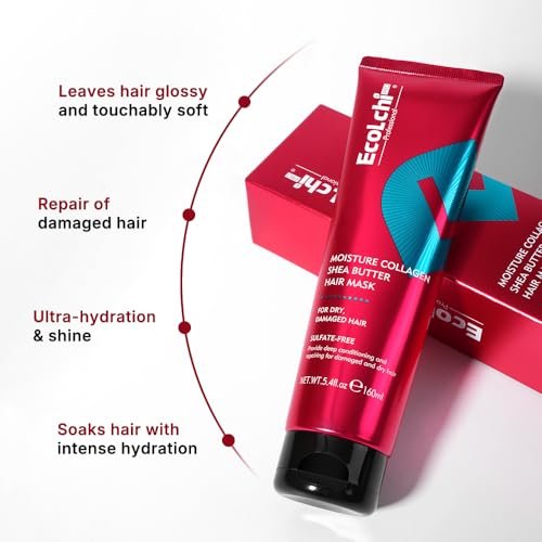 ECOLCHIPRO Collagen Shea Butter Hair Mask - Deep Repair Conditioning Treatment for Dry Damaged Hair, 5.4 fl oz Avelisse
