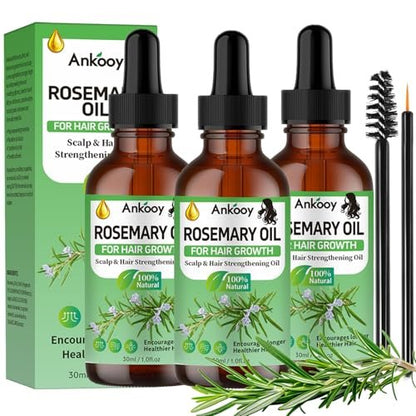 3 Pack Rosemary Oil for Hair Growth, Strengthening Oil for Dry Damaged Hair, Hair Loss Treatment & Thickens Hair, Scalp Care Promotes Hair Thickness for Men Women
