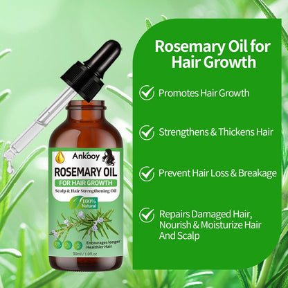 3 Pack Rosemary Oil for Hair Growth, Strengthening Oil for Dry Damaged Hair, Hair Loss Treatment & Thickens Hair, Scalp Care Promotes Hair Thickness for Men Women