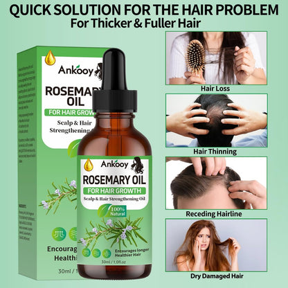 3 Pack Rosemary Oil for Hair Growth, Strengthening Oil for Dry Damaged Hair, Hair Loss Treatment & Thickens Hair, Scalp Care Promotes Hair Thickness for Men Women