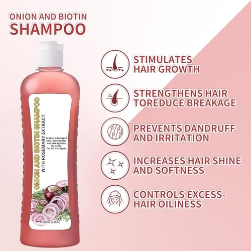 Onion Biotin and Rosemary Shampoo for Hair Growth, Hair Loss and Thinning Hair - Soft Hair & Shine, 1 Fl Oz - görsel 6