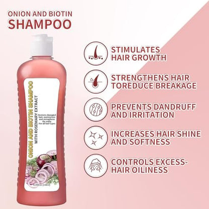 Onion Biotin and Rosemary Shampoo for Hair Growth, Hair Loss and Thinning Hair - Soft Hair & Shine, 1 Fl Oz