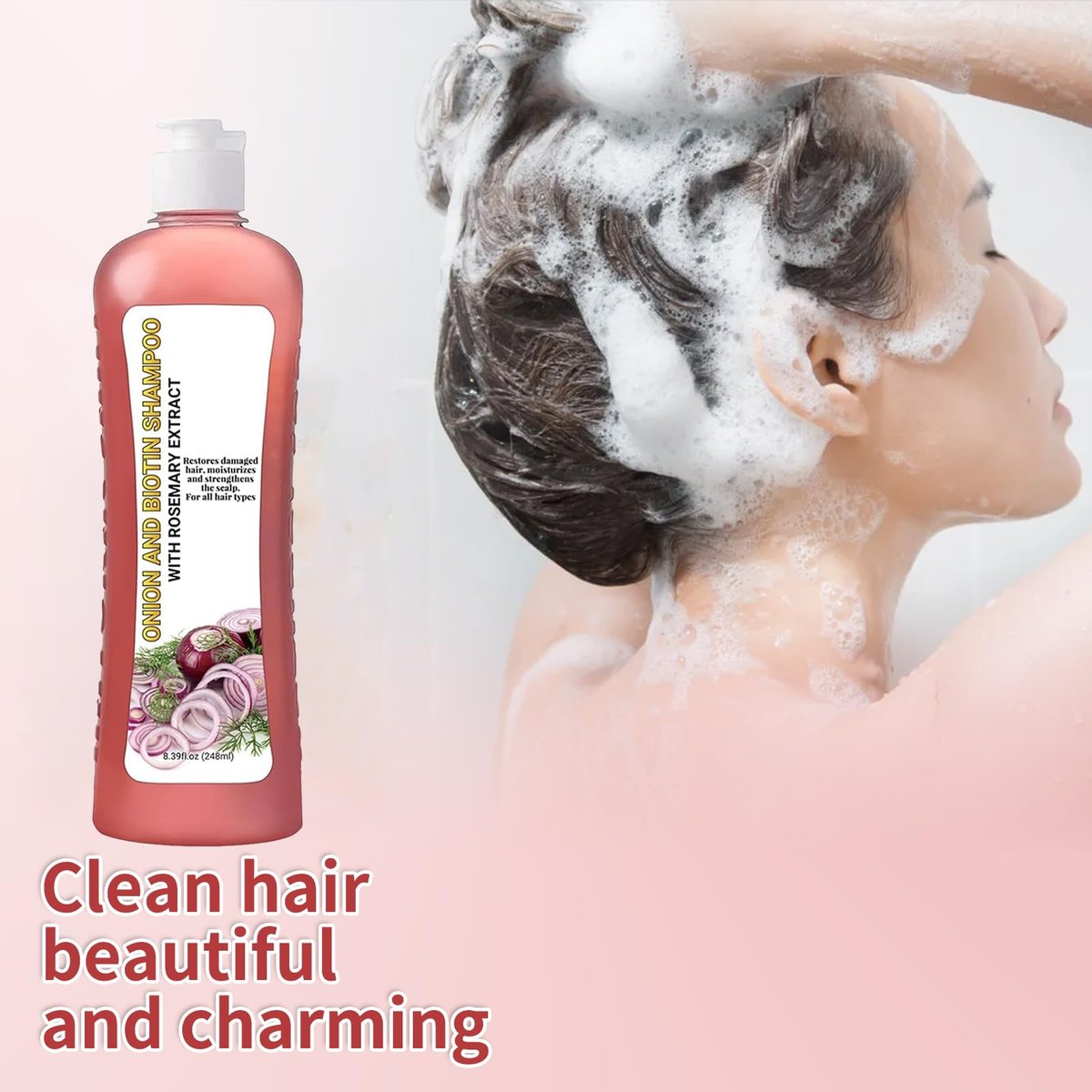 Onion Biotin and Rosemary Shampoo for Hair Growth, Hair Loss and Thinning Hair - Soft Hair & Shine, 1 Fl Oz - görsel 11