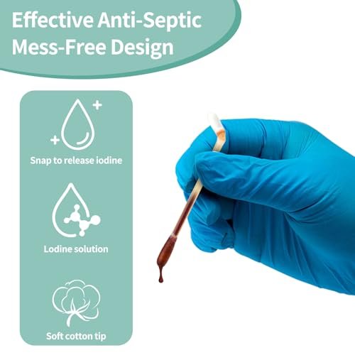 Sterile Iodine Swabs for First Aid – Single-Use Antiseptic Cotton Sticks for Wound Disinfection, Portable & Convenient for Travel, Home, Kids & Outdoor Emergencies Avelisse