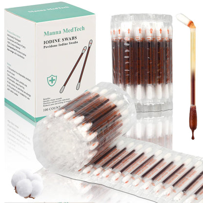 Sterile Iodine Swabs for First Aid – Single-Use Antiseptic Cotton Sticks for Wound Disinfection, Portable & Convenient for Travel, Home, Kids & Outdoor Emergencies Avelisse