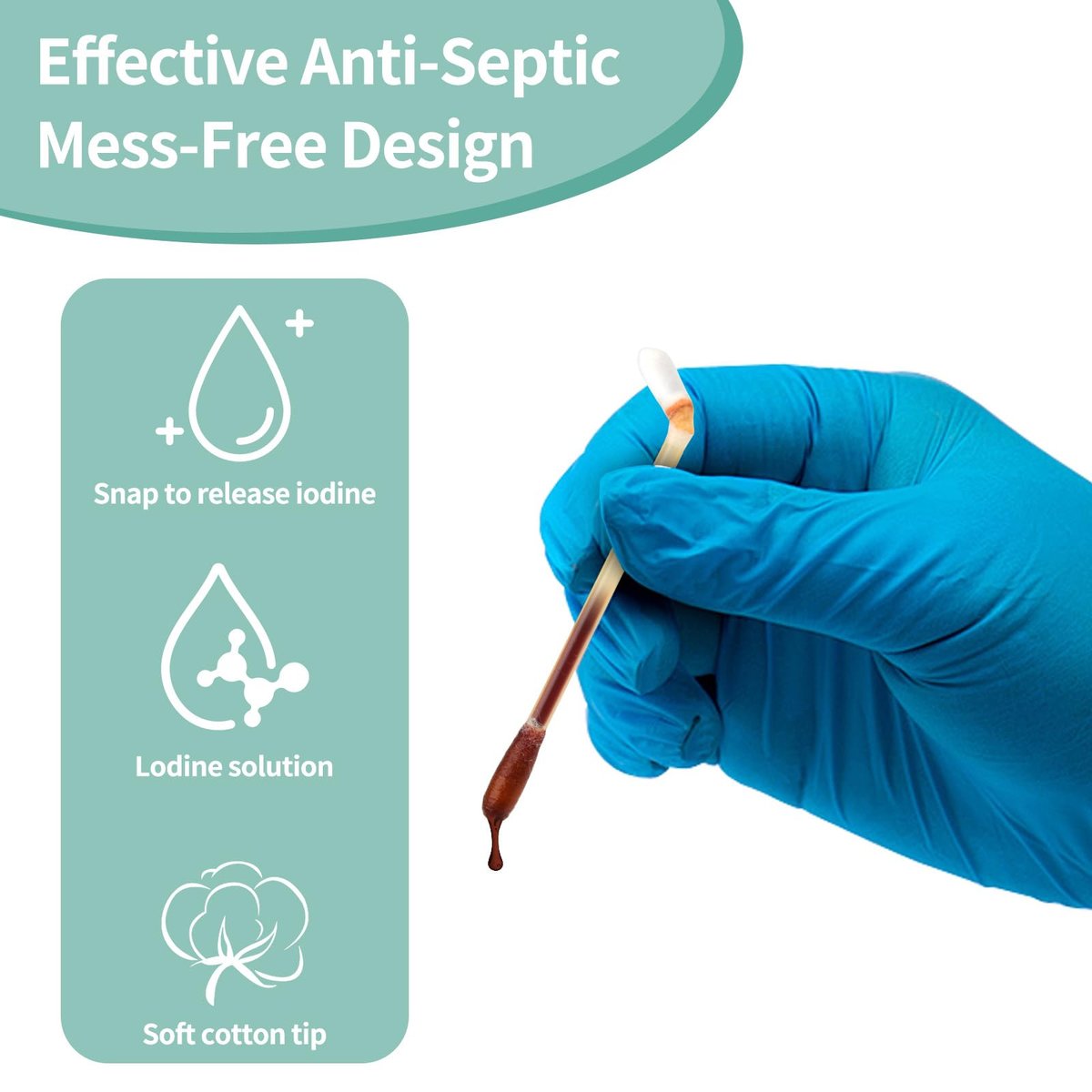 Sterile Iodine Swabs for First Aid – Single-Use Antiseptic Cotton Sticks for Wound Disinfection, Portable & Convenient for Travel, Home, Kids & Outdoor Emergencies Avelisse