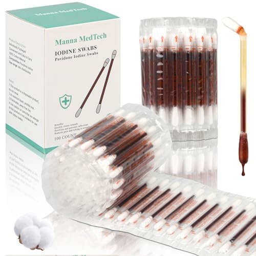 Sterile Iodine Swabs for First Aid – Single-Use Antiseptic Cotton Sticks for Wound Disinfection, Portable & Convenient for Travel, Home, Kids & Outdoor Emergencies Avelisse