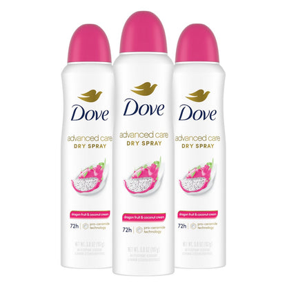 Dove Advanced Care Antiperspirant Deodorant Spray for Women, Dragon Fruit & Coconut Cream, 3.8 oz (Pack of 3), 72-Hour Sweat & Odor Protection Avelisse