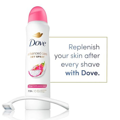 Dove Advanced Care Antiperspirant Deodorant Spray for Women, Dragon Fruit & Coconut Cream, 3.8 oz (Pack of 3), 72-Hour Sweat & Odor Protection Avelisse