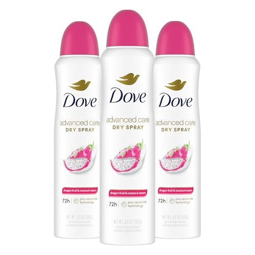 Dove Advanced Care Antiperspirant Deodorant Spray for Women, Dragon Fruit & Coconut Cream, 3.8 oz (Pack of 3), 72-Hour Sweat & Odor Protection Avelisse
