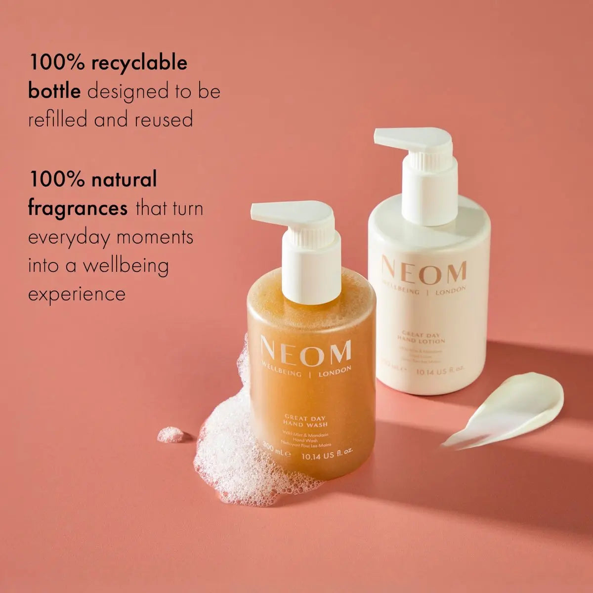 Neom Great Day Hand Lotion, 300ml | Wild Mint & Mandarin with 7 Essential Oils | 100% Natural Fragrance | Hydrating & Luxurious Formula Avelisse