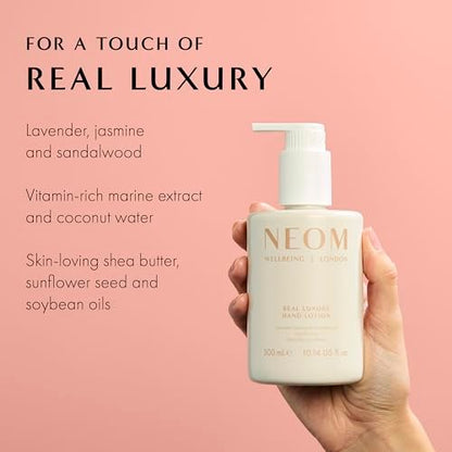 Neom Real Luxury Hand Lotion, 300ml | Lavender, Jasmine & Sandalwood | 24 Essential Oils | 100% Natural Fragrances | Hydrating & Nourishing Hand Cream Avelisse