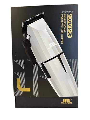JRL Ghost 2020C Professional Cordless Hair Clipper with Smart-Clip Technology, Dual-Speed Motor, and Reset IQ Charging Dock – White Avelisse