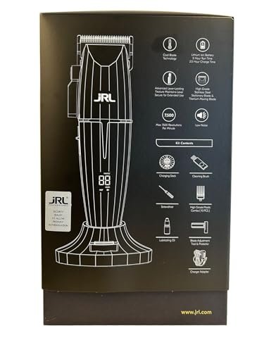 JRL Ghost 2020C Professional Cordless Hair Clipper with Smart-Clip Technology, Dual-Speed Motor, and Reset IQ Charging Dock – White Avelisse