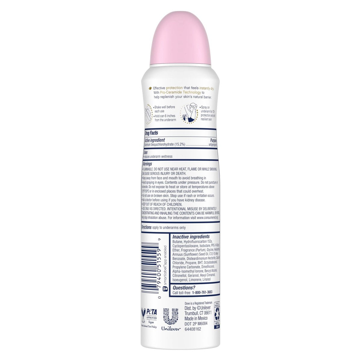 Dove Advanced Care Antiperspirant Deodorant Spray for Women, 72-Hour Sweat & Odor Protection, Sakura Blossom & Yuzu, 3.8 oz (3-Pack) - görsel 4