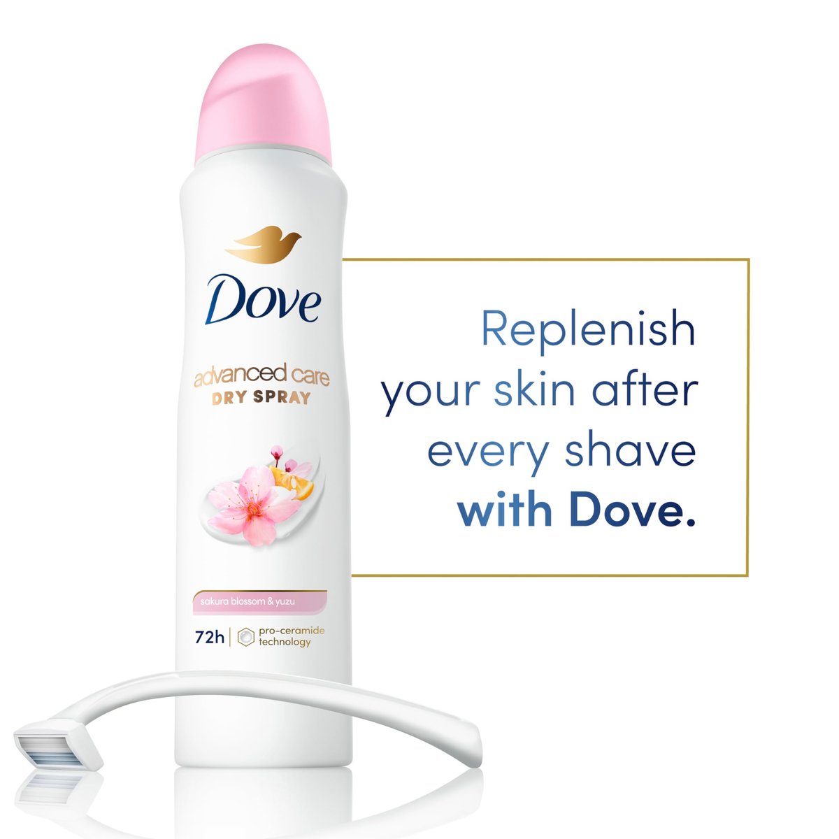 Dove Advanced Care Antiperspirant Deodorant Spray for Women, 72-Hour Sweat & Odor Protection, Sakura Blossom & Yuzu, 3.8 oz (3-Pack) - görsel 12