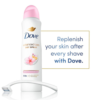 Dove Advanced Care Antiperspirant Deodorant Spray for Women, 72-Hour Sweat & Odor Protection, Sakura Blossom & Yuzu, 3.8 oz (3-Pack)