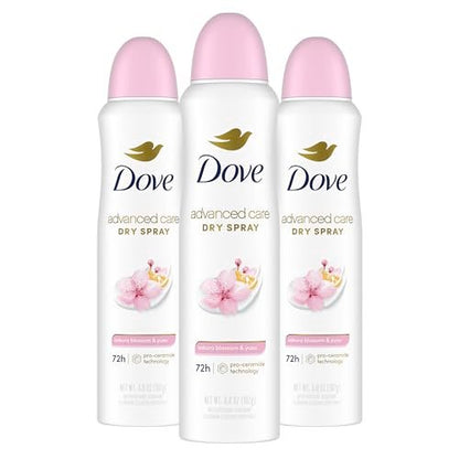 Dove Advanced Care Antiperspirant Deodorant Spray for Women, 72-Hour Sweat & Odor Protection, Sakura Blossom & Yuzu, 3.8 oz (3-Pack)