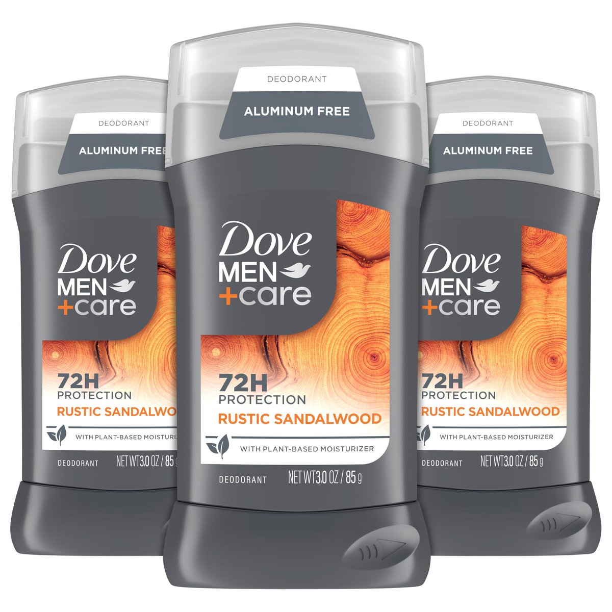 DOVE MEN + CARE Aluminum Free 3 Pack Rustic Sandalwood Deodorant for Men, 3 oz Each - görsel 2