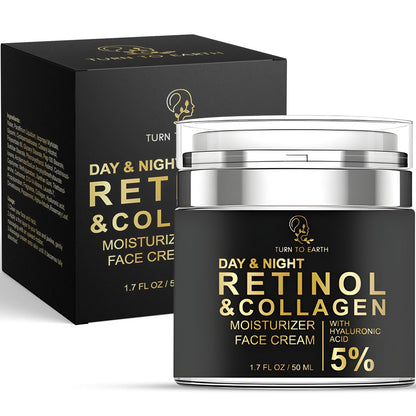 TURN TO EARTH Day & Night Retinol Face Moisturizer with Collagen and Hyaluronic Acid - 1.7 oz