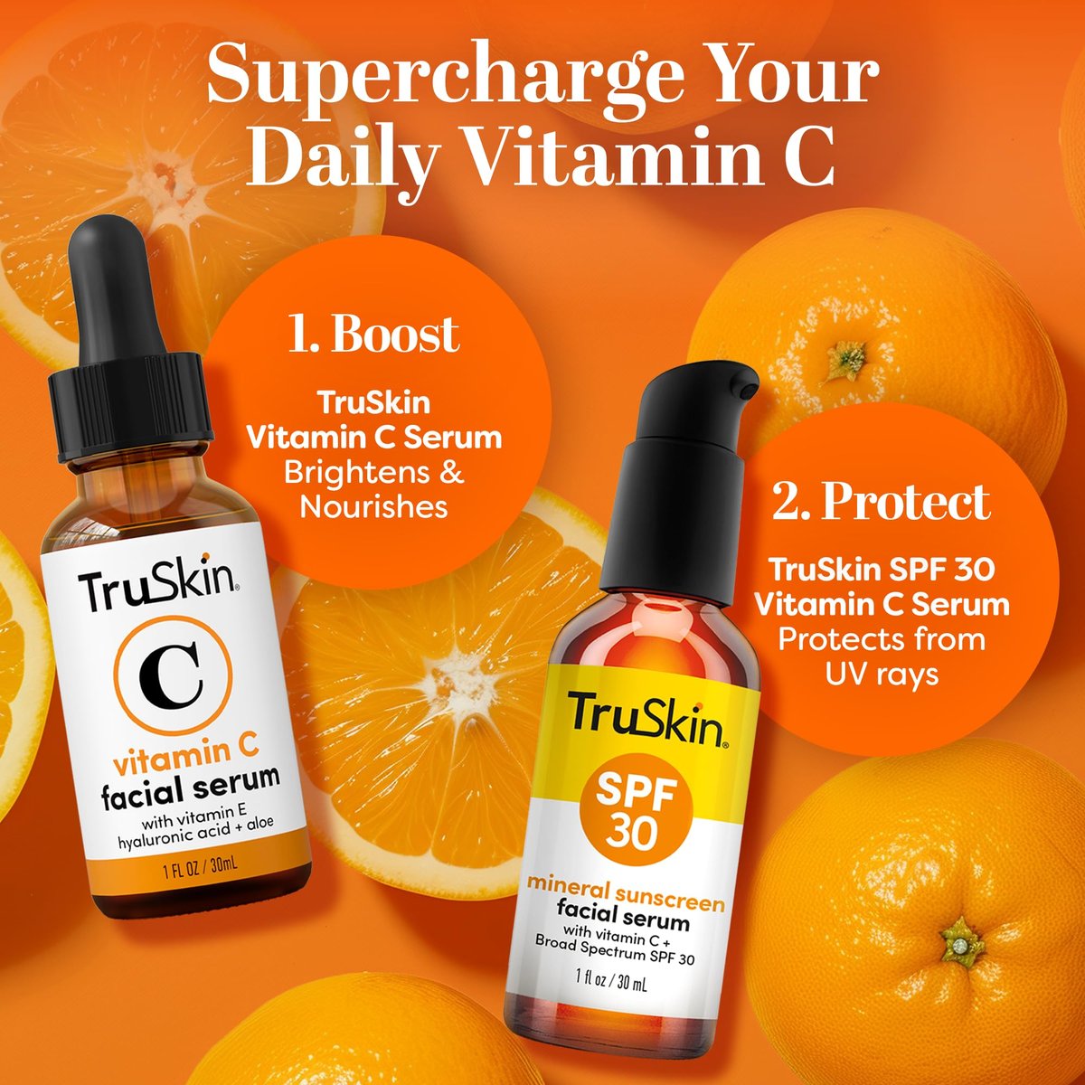 TruSkin Sunscreen Serum for Face - SPF 30 Universal Tinted Mineral Sunscreen Face Serum with Zinc Oxide - Sheer, Lightweight Finish with Vitamin C, Hyaluronic Acid, Ceramides & Niacinamide, 1 fl oz - görsel 7