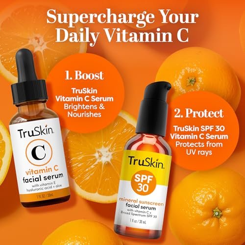 TruSkin Sunscreen Serum for Face - SPF 30 Universal Tinted Mineral Sunscreen Face Serum with Zinc Oxide - Sheer, Lightweight Finish with Vitamin C, Hyaluronic Acid, Ceramides & Niacinamide, 1 fl oz - görsel 8