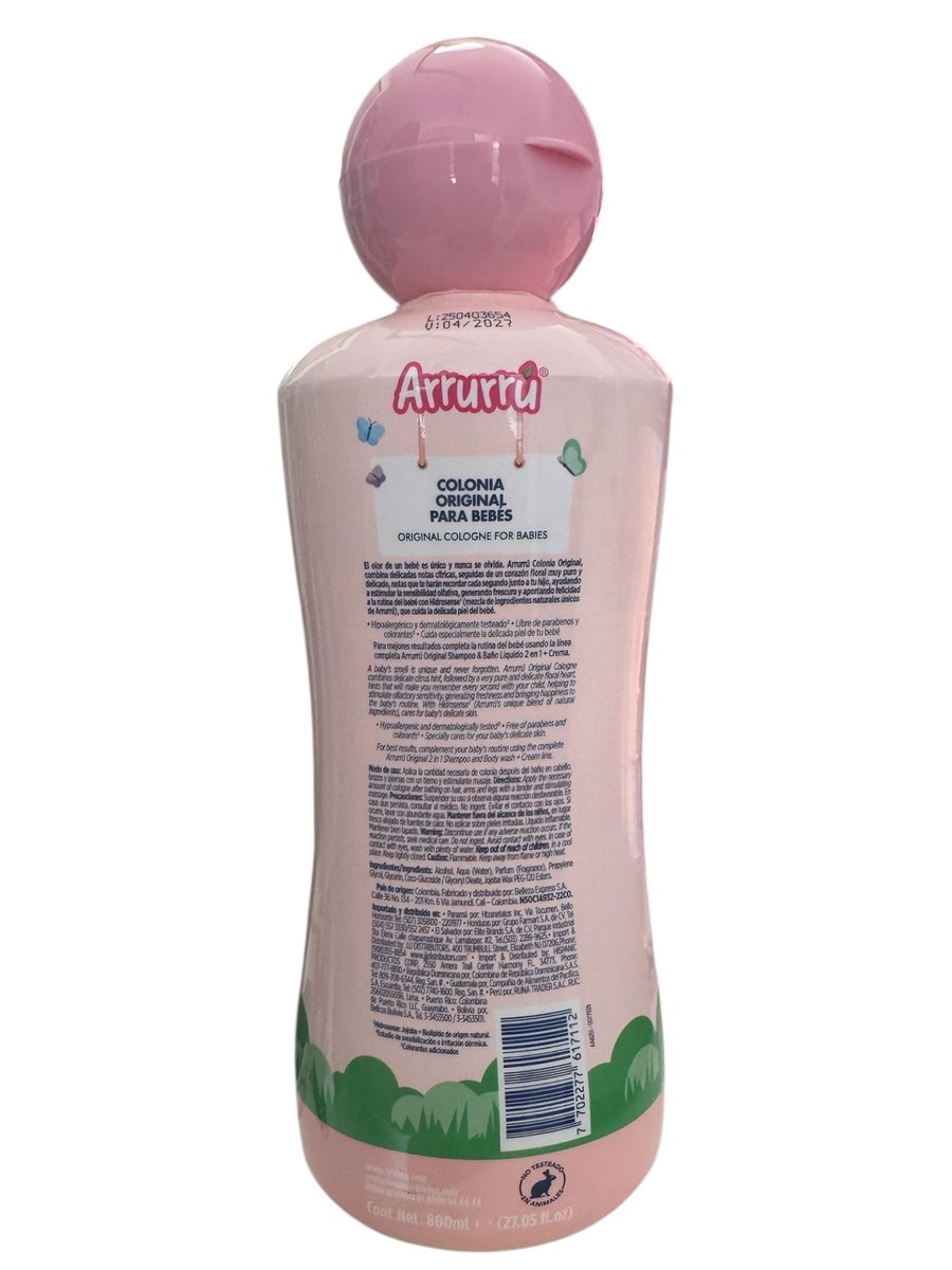 Arrurru Colonia Original Pink 27.05 oz + Crema Original 220 ml – Refreshing Cologne & Body Lotion Set Avelisse